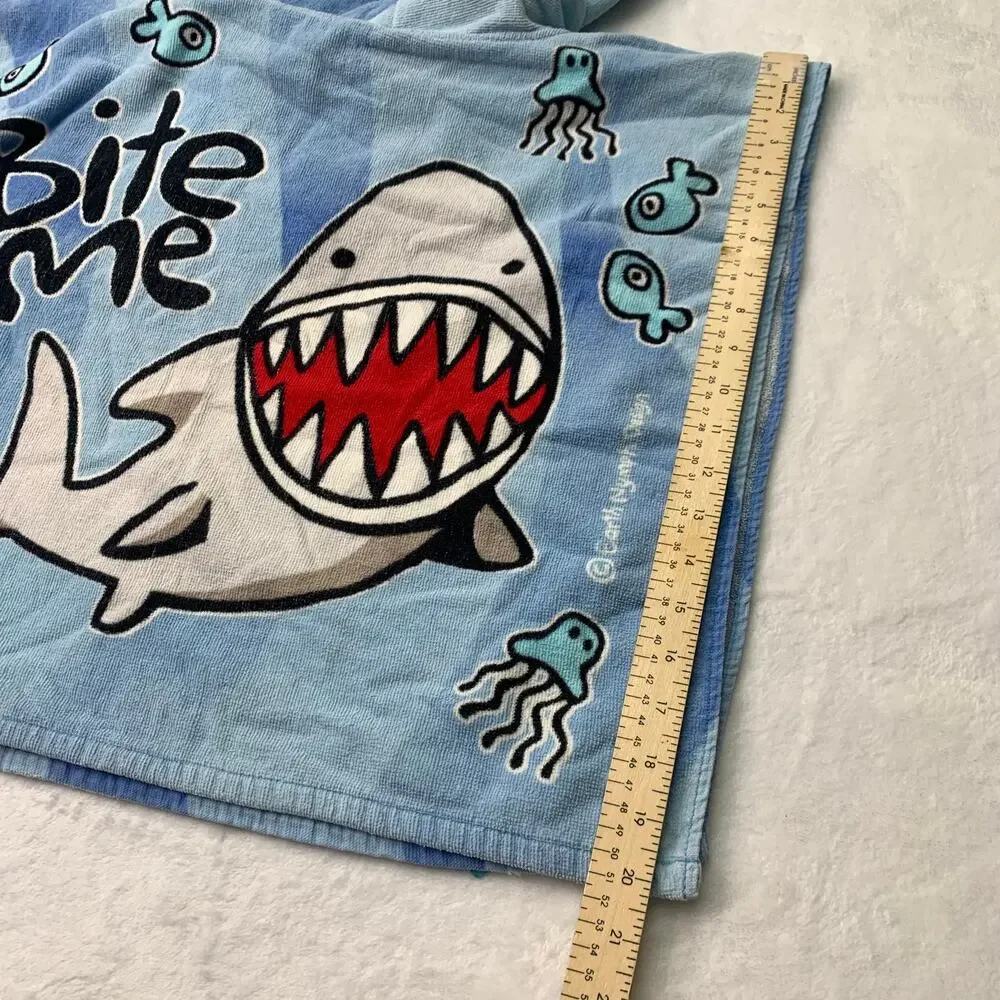 Earth Nymph Design Lot of 2 Kid Hooded Towels Shark Bite Me Hawaii Kauai